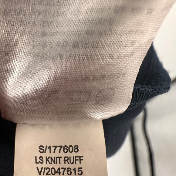 BANANA REPUBLIC Navy Knit Long Sleeve Ruffle Shift Dress // 14 - Picture 8 of 10